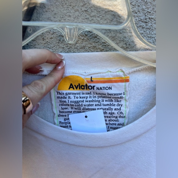 Aviator Nation Glitter Heart Crewneck Sweatshirt Vintage White/ Silver NWT! - Picture 3 of 6
